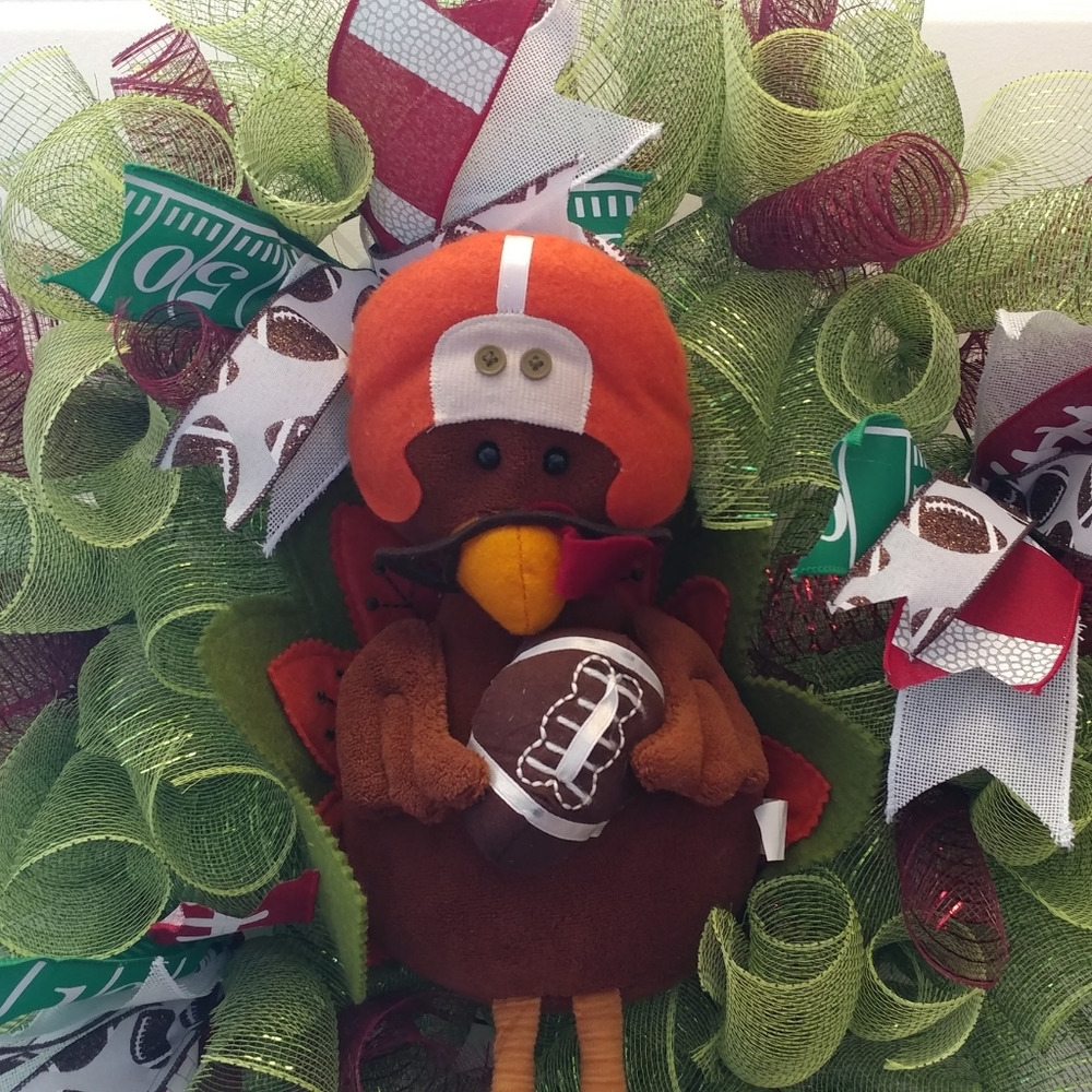 Thanksgiving Turkey football wreath